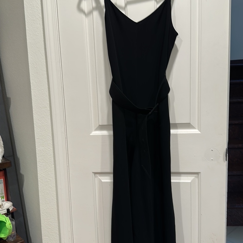 Cinq à Sept Black Billie Belted Jumpsuit Sleeveless Flare Cuff Pants - Picture 2 of 7